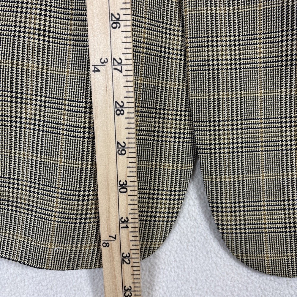 Hart Schaffner Marx Wool Windowpane‎ Plaid Blazer Suit Jacket Gold 44-46 Vtg - Picture 6 of 8